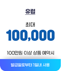 유럽 최대 10만원 10만원 이상 상품 예약시